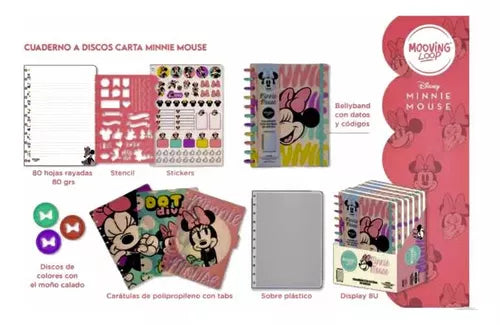 Mooving Minnie Mouse Loop Disc Notebook - Stylish and Functional Journal with Removable Pages