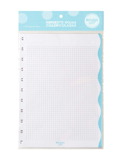 Mooving Repuesto Loop Cuadriculado 30h - High-Quality Grid Refill for Extended Writing and Organizing - Elevate Your Note-Taking Experience