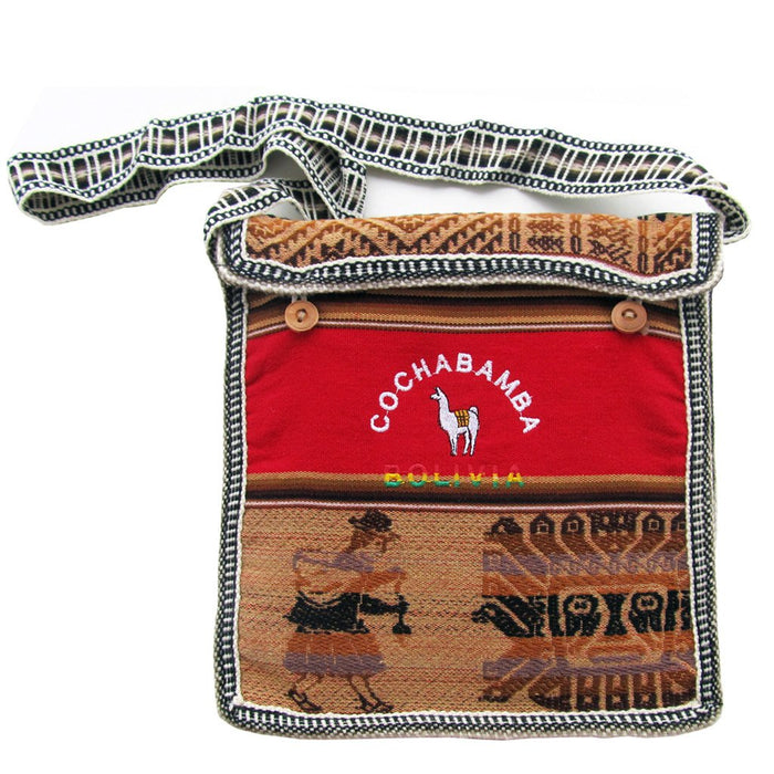 Morral Cochabamba: Brown with Red Stripe, Back Pocket, Northern Argentinean Style