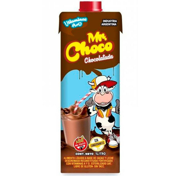 Mr Choco Chocolatada Classic Milk Chocolate Tetrapack - Gluten Free, 1 L / 33.8 fl oz