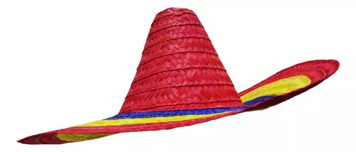 Multicolor Mexican Straw Hat - Festive Sombrero Paja Mexicano 51 Cm / 20.07''