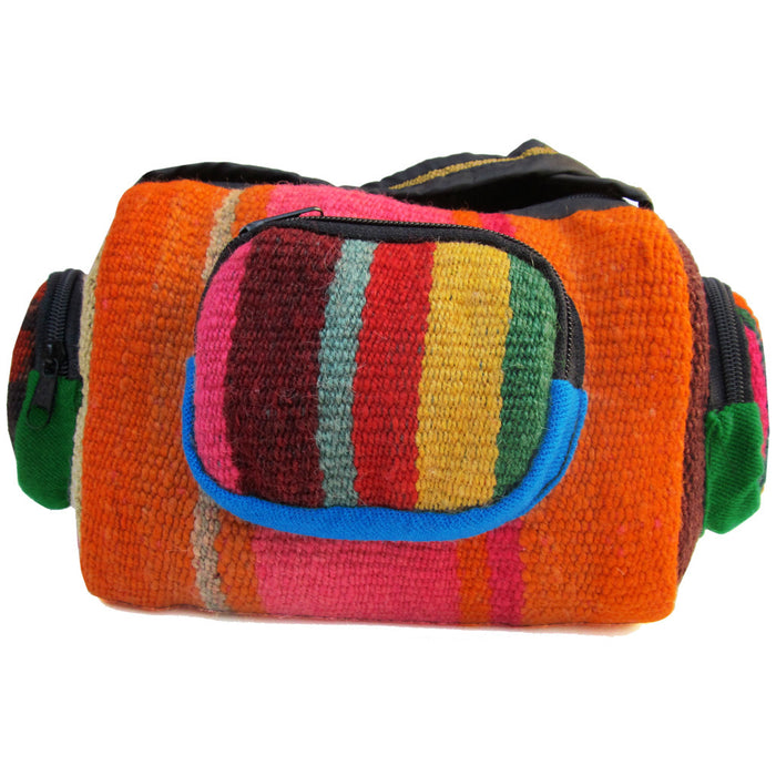 Multicolor North Argentine Style Weaving Bag: Central, Side & Front Pockets