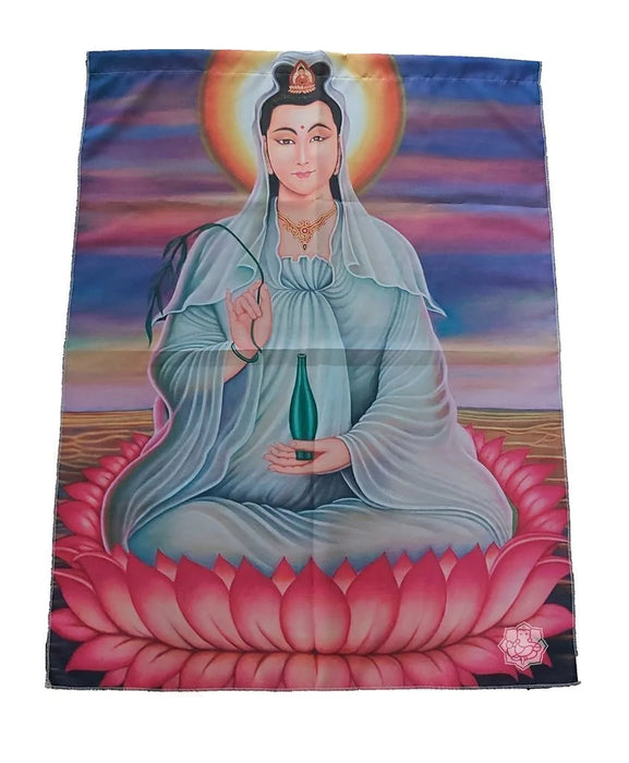 Mundo Hindú - Exquisite Guan Yin Hindu Tapestry in Fabric - Captivating 100 CM x 70 cm Dimensions - Tapiz Hindú Guan Yin de Tela