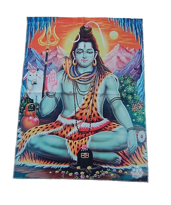 Mundo Hindú Elegante Tapiz Hindú Shiva de Tela - Decoración de Calidad Premium para Espacios Espirituales - 100 CM x 70 cm - Tapiz Hindú Shiva de Tela