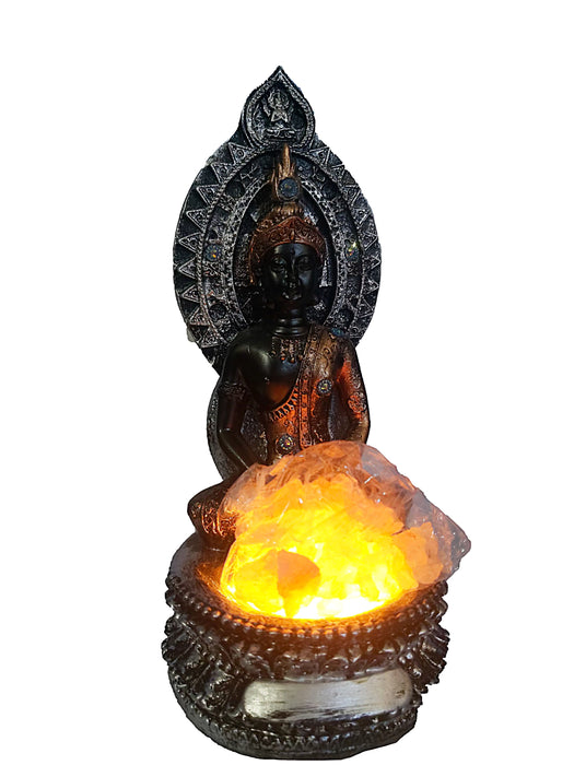 Lámpara de Sal Buda del Himalaya Mundo Hindú 21cm x 12cm - Único Acento Decorativo para Hogar y Oficina - Lampara de Sal Buda del Himalaya