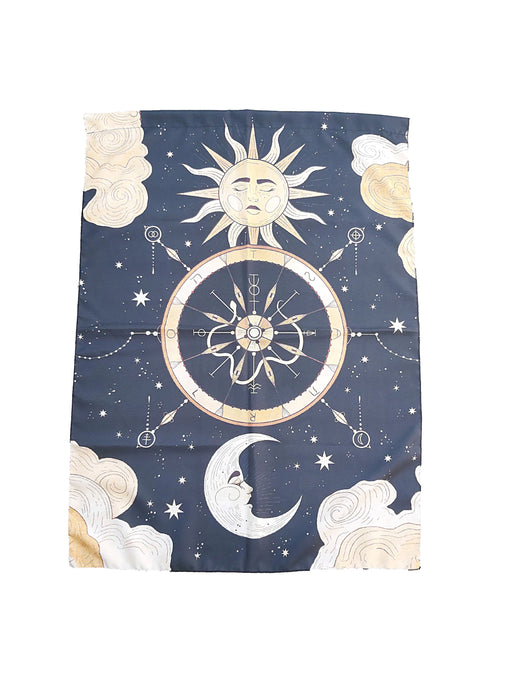 Mundo Hindú Tapestry - Exquisite Fabric Wheel of Fortune Wall Hanging - 100 CM x 70 cm Dimensions - Tapiz Hindú Rueda de La Fortuna de Tela