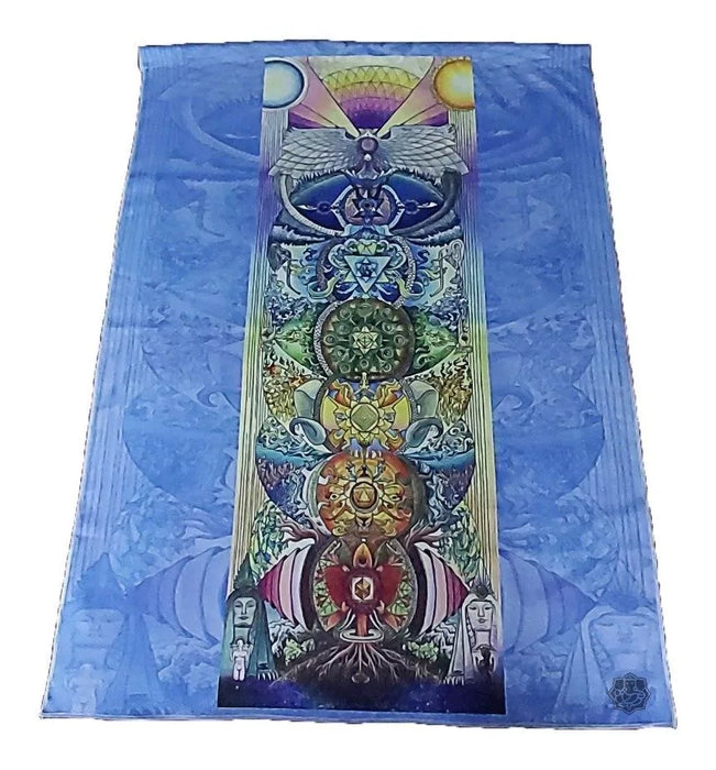 Mundo Hindú Tapestry: Vibrant Chakras Fabric Art - 100 cm x 70 cm - Yoga Meditation Décor - Tapiz Hindú Chakras de Tela