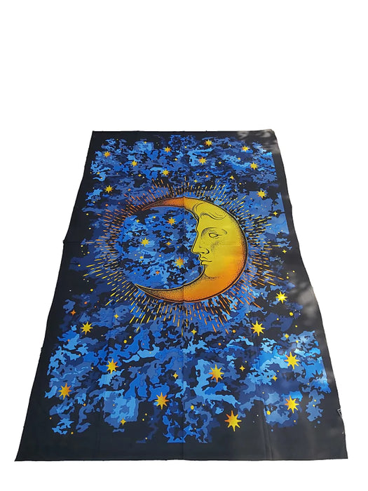 Mundo Hindú | Hindu 1-Plaza Bedspread with Moon and Stars Mandala Design