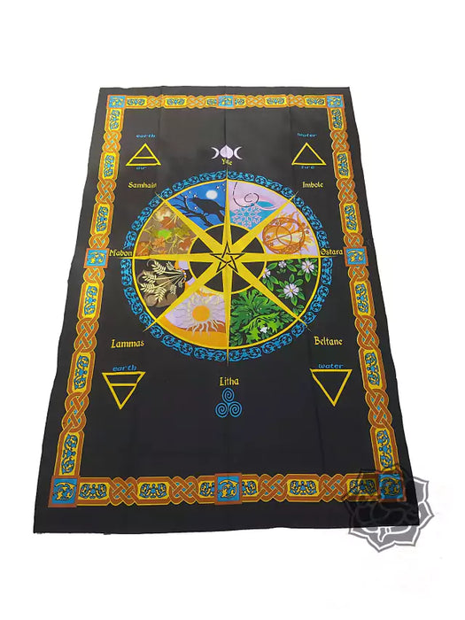 Mundo Hindú | Hindu 1-Plaza Bedspread with Wheel of the Year Mandala