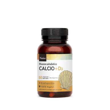 Natier Calcio + D3 Vegan Dietary Supplement Cálcio com D3 Vitamin Bone &amp; Dental Health Supplement, 0,57 g por unidade (50 unidades) 