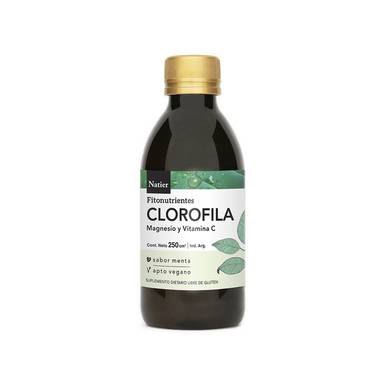 Natier Clorofila Con Magnesio y Vitamina C Vegan Líquido Suplemento de Clorofila com Magnésio e Vitamina C Sabor a Menta, 250 cm3 / 8,45 fl oz 