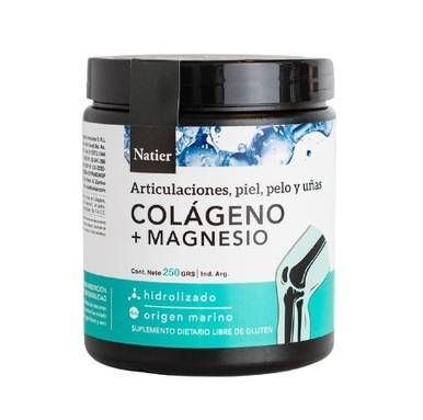 Natier Colágeno + Magnésio Suplemento Alimentar Colágeno e Magnésio em Pó para Tecidos e Articulações Saudáveis, 250 g / 8,82 oz 