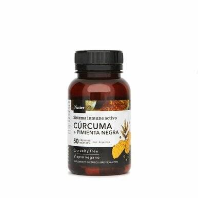 Natier Cúrcuma y Pimienta Negra Vegan Dietary Supplement Turmeric Curcumin + Black Pepper Increases Your Vitality Supplement, 0.4 mg per unit (50 count)