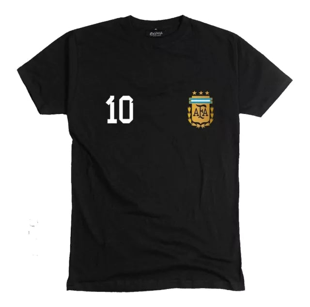 New Caps | Argentina AFA 10 Cotton Tee - 3 Stars Soccer Shirt