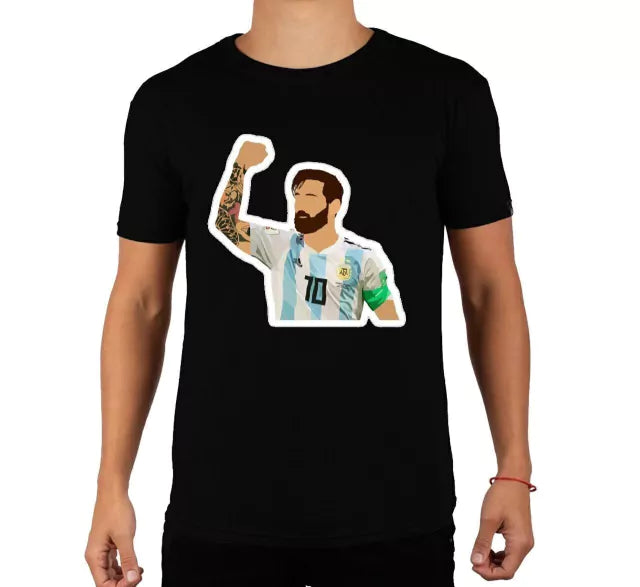 New Caps | Argentina Captain Messi Cotton Tee - Soccer Fan Essential