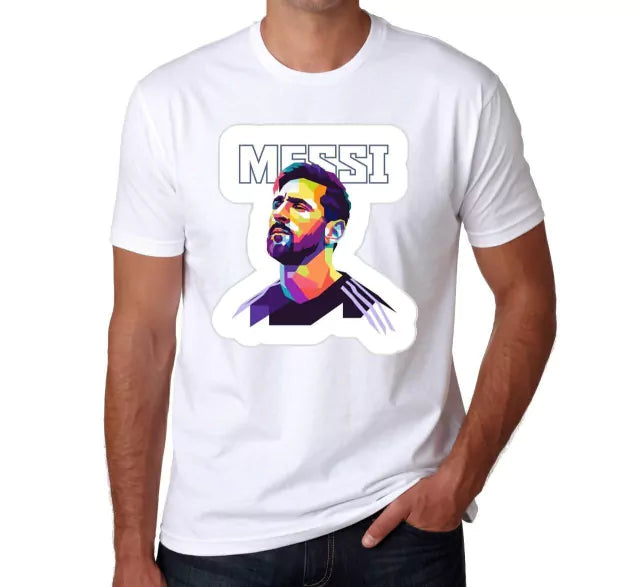 New Caps | Messi Pixel Cotton Tee - Soccer Fan Favorite