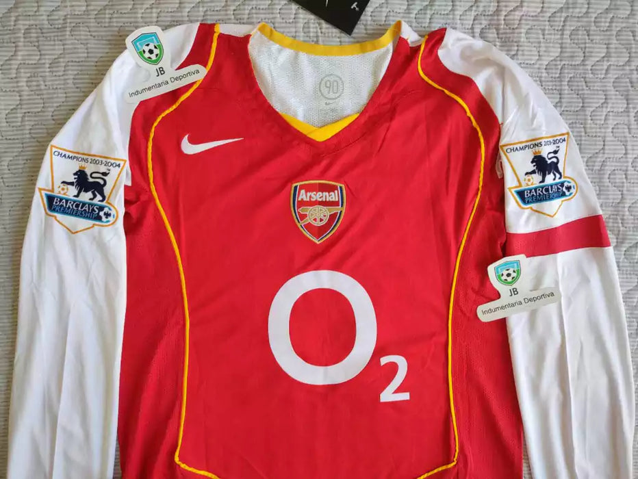 Nike Arsenal Long Sleeve Retro 2004-05 Henry 14 Home Jersey - Premier League Classic Edition