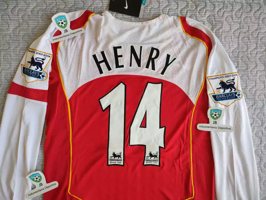 Nike Arsenal Long Sleeve Retro 2004-05 Henry 14 Home Jersey - Premier League Classic Edition