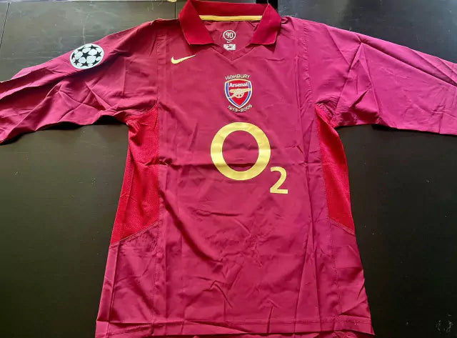 Nike Arsenal ML Retro 2005-06 Bordo Henry 14 Long Sleeve Jersey - Authentic Champions League Kit