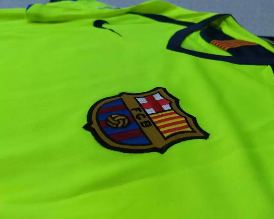Nike Barcelona Retro 2005-06 Fluorescent Messi 30 UCL Away Jersey - Authentic Vintage Soccer Shirt