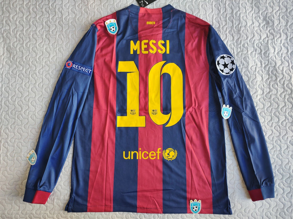 Nike Barcelona Retro 2014-15 Messi 10 UCL Long Sleeve Home Jersey - Champions League Edition