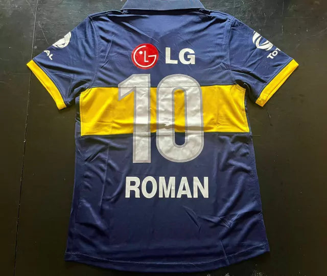 Nike Boca Jrs Retro 2009-10 Home Jersey with Román 10 - Authentic Football Shirt