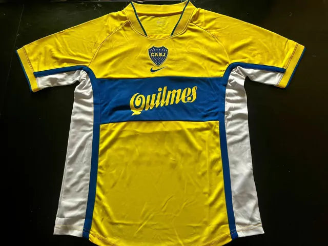 Nike Boca Juniors Retro 2001 Away Jersey with Román 10 - Authentic Yellow Vintage Soccer Shirt