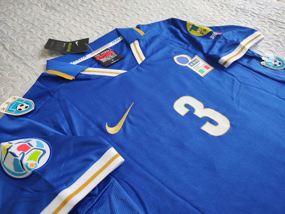 Nike Italia Retro 1996 Maldini 3 Soccer Jersey - Vintage EuroCopa Tee