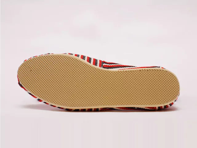 Nipa Classic FlufLa Espadrille in Flat Cotton Weave with Blue, Red, and Natural Stripes - Reinforced Stitching