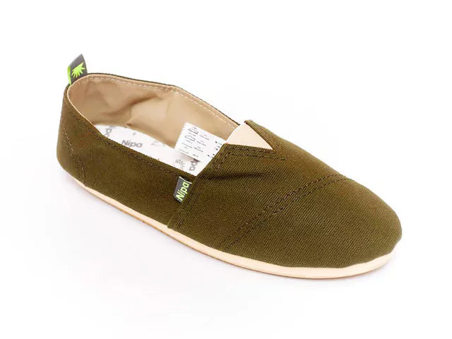 Nipa Classic Green Espadrille: Durable Flat Woven Cotton, Reinforced Stitching, Two-Tone EVA Rubber Sole