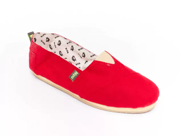 Nipa Classic Red Espadrille: Flat Woven Cotton Canvas, Reinforced Stitching, Bicolor EVA Rubber Sole