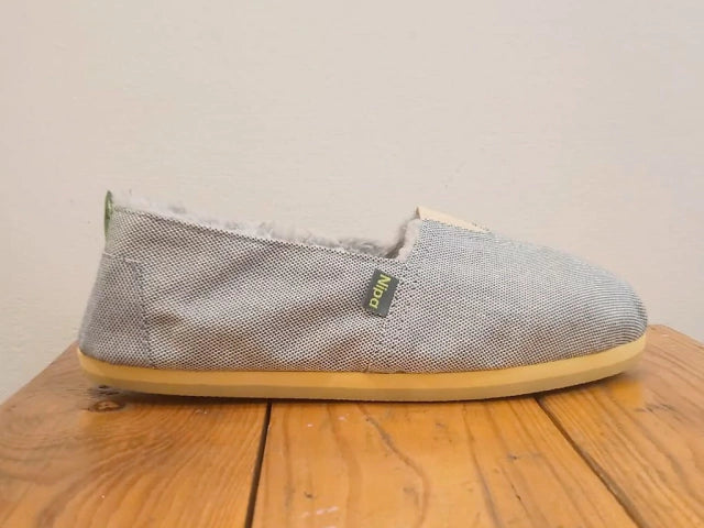 Nipa Cord Panzul Espadrille - Flat Cotton Weave - Raw Blue with Faux Sheepskin Interior - Reinforced Stitching - Bicolor EVA Rubber Sole