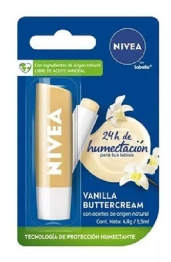 Nivea Lip Balm - 24-Hour Moisture, Buttercream Vanilla - Hydration All Day Long