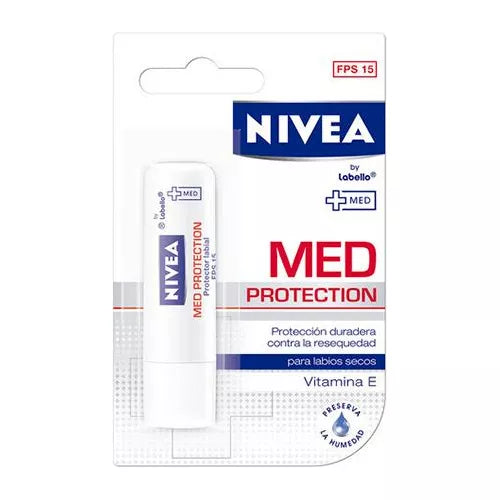 Bálsamo Labial Nivea Med Protection SPF15 4.8g - Cuidado Hidratante para Labios Suaves y Saludables