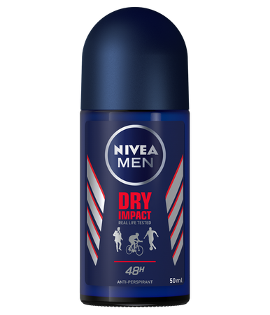 Nivea Men Dry Impact Roll On antitranspirante 48 horas de proteção - sem álcool, 50 ml / 1,69 fl oz 