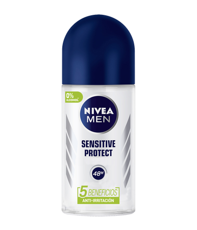 Nivea Men Roll On Deodorant Sensitive Protect 48 Hour Protection -  Alcohol Free Prevents Skin Irritation , 50 ml / 1.69 oz  ea (pack of 3)