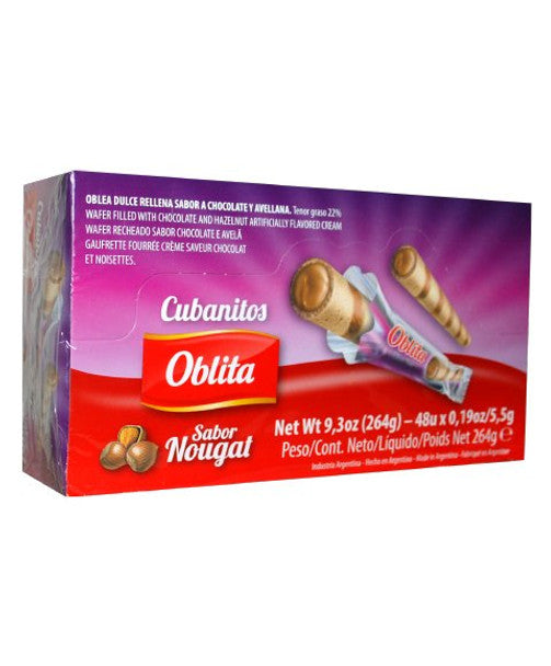 Oblita Cubanitos Nougat with Chocolate & Hazelnut Filling, 5.5 g / 0.19 oz (box of 48)