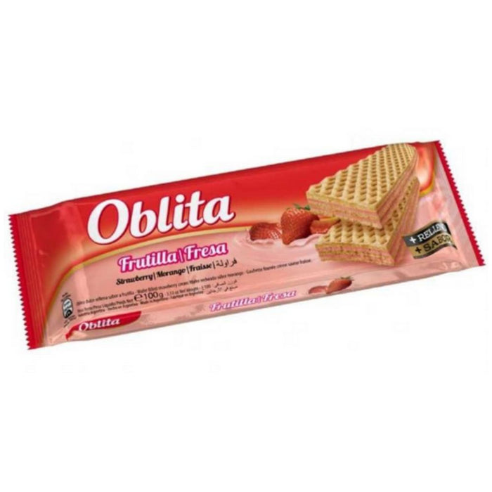 Oblita Obleas Rellenas con Frutilla Wafers Filled with Strawberry Cream, 100 g / 3.53 oz (pack of 3)