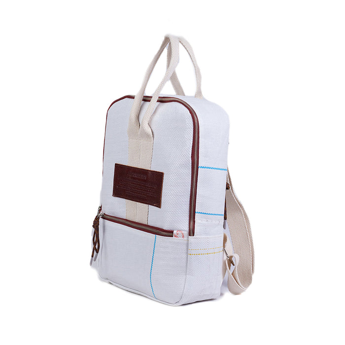 FRACKING DESIGN | Mochila Lonco Backpack - Stylish White/Suede Design for Trendy Adventures | 35 cm x 45 cm x 5 cm