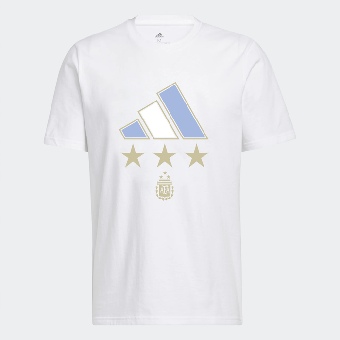 Official AFA Argentina Selection Model - adidas White Tee - Champion of the World - Soccer Fans Collection