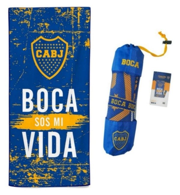 Official Boca Juniors Microfiber Quick-Dry Towel with Backpack | 150 cm x 70 cm