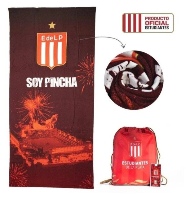 Official Estudiantes de la Plata Microfiber Towel with Backpack | 150 cm x 70 cm