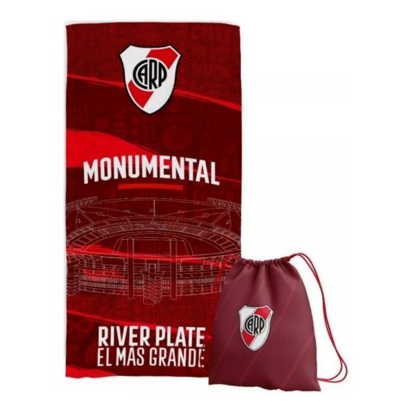 Official River Plate Towel - With Backpack Included | 70 cm x 150 cm