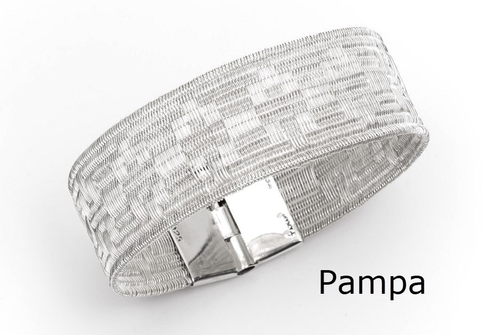 Pampa 20mm Fine Silver Handwoven Silver Strand Bracelet | Elegant Accessory