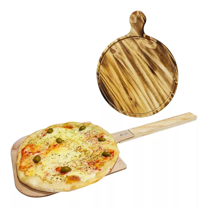Pala Pizzera, Tabla Para Pizza |  Authentic Oven Paddle - Pizza Board Set with Handle - Perfect for Wood-Fired Delights