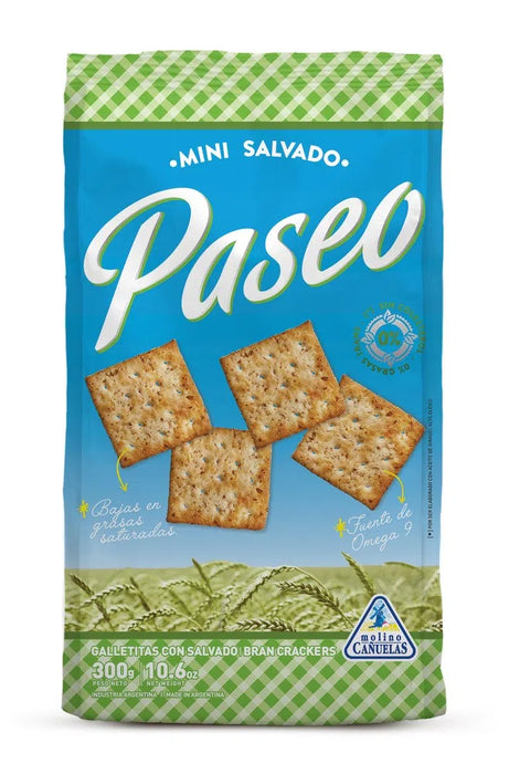 Paseo Mini Salvado Galletitas Bran Crackers, 300 g / 10,6 oz (embalagem com 3) 