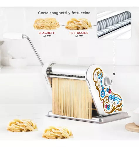Pastalinda Classic 200 Argentina Pasta Maker - Unique Design - Stainless Steel - Easy Pasta Creation