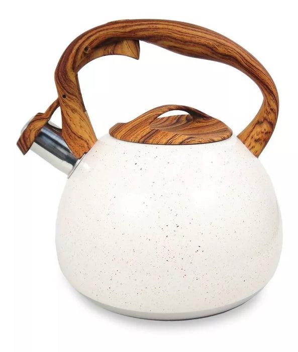 Pava Silbadora | Stainless Steel Whistling Kettle with Wooden Handle - Classic Elegance 2.5 L