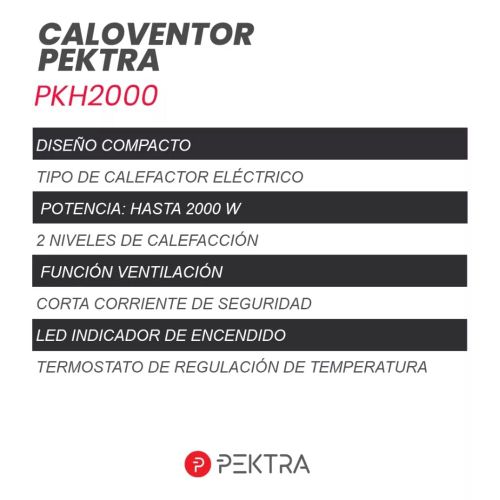 Pektra Caloventor with Thermostat - 1000W to 2000W Heating Power Stove