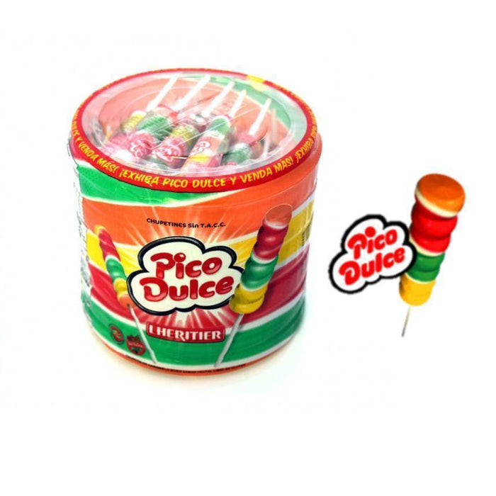 Pico Dulce Chupetín Fruit Rainbow Lollipop, 672 g / 23,7 oz (caixa com 48) 